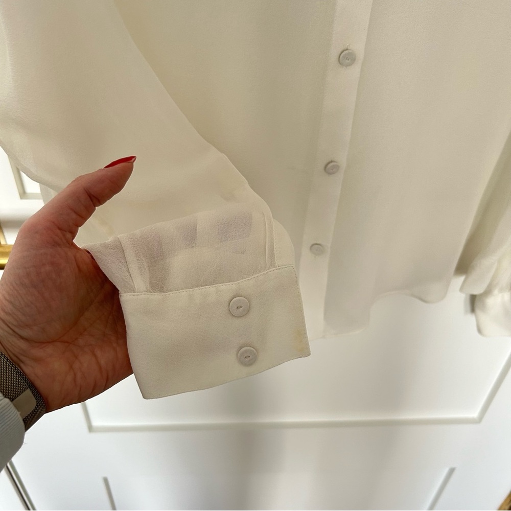BCBG silk ivory chiffon blouse - Picture 3 of 5